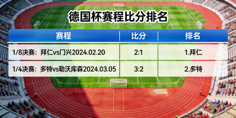 绿茵德国杯赛程比分排名场全景俯瞰图